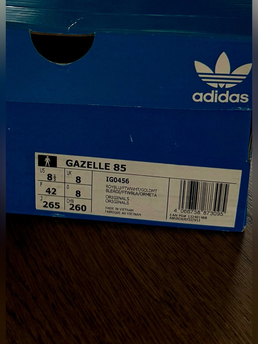 Adidas Gazelle 85 Royal Blue unisex W10/M8.5 - Picture 8 of 8